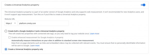 Google Analytics Universal Analytics property